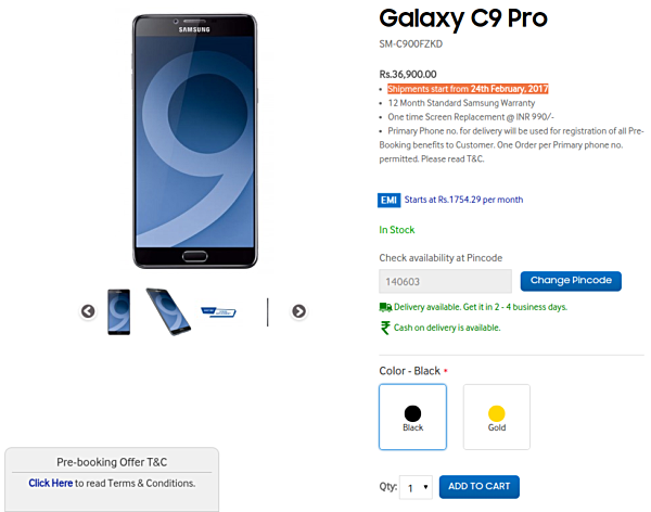 Samsung Galaxy C9 Pro zu treffen Indien am 24. Februar