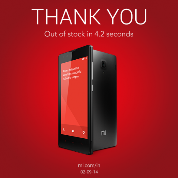 40.000 Redmi 1S Smartphones verkauft ... 4 Sekunden