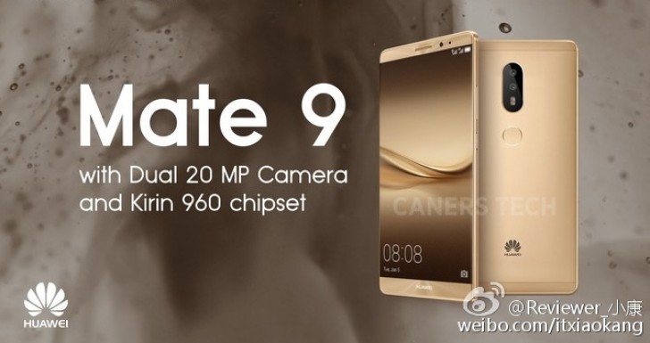 Huawei Mate-9 Promo Bild besttigt Dual 20MP-Kameras