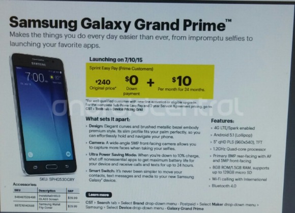 Sprint, die Samsung Galaxy Gro Prime vom 10. Juli verkaufen