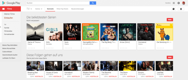 TV-Serien im deutschen Play Store