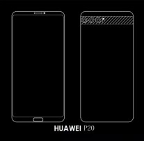 Huawei P20 Schaltplne zeigen drei Modelle, eines mit einer Bildschirmkerbe