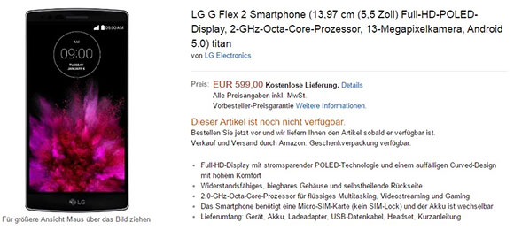 LG G Flex 2 - Preis auf dem europischen Markt