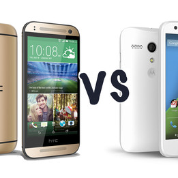 Das Motorola Moto E und das HTC One Mini 2