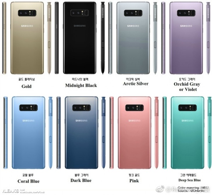 Samsung Galaxy Note8 Farboptionen Leck, wie einige seiner Wallpaper