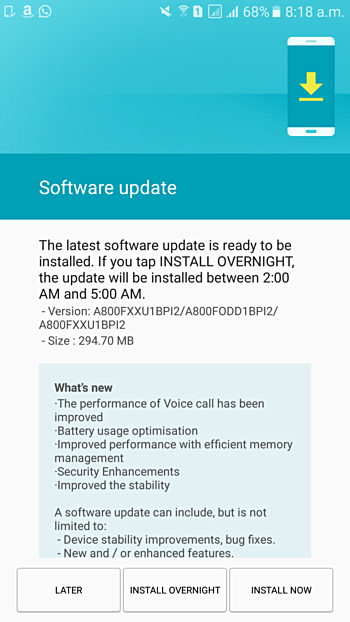 Samsung Galaxy A8: Update Sicherheit